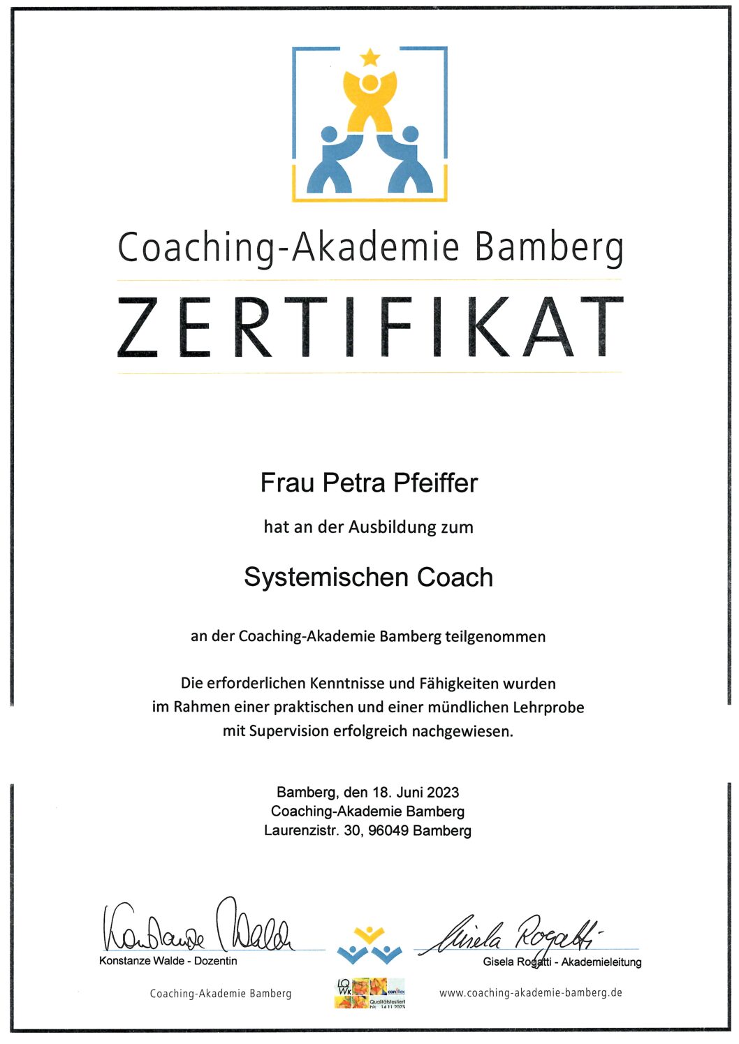 Zertifikat systemischer Coach